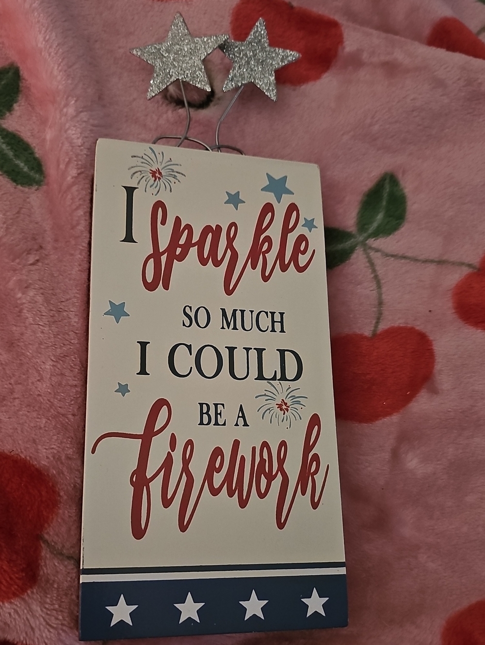 Patriotic 'I Sparkle' Wall Plaque - Red and Blue